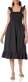 The Drop Womens Kimi Ruffled-Shoulder Smocked Midi Dress