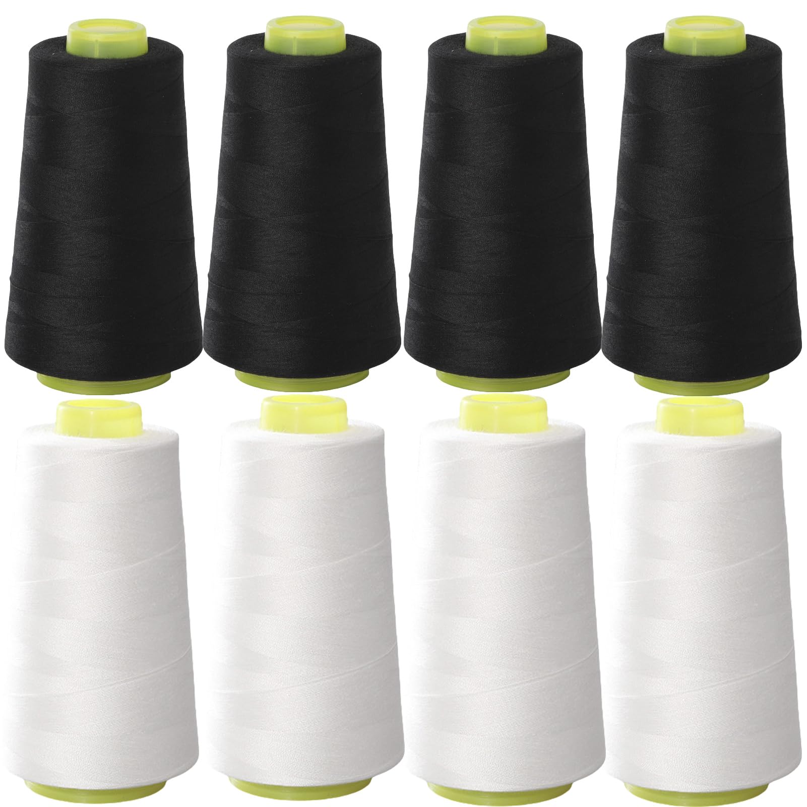 Black & White Sewing Thread, 8PCS 40S/2 3000 Yard Spool Serger Thread, All Purpo
