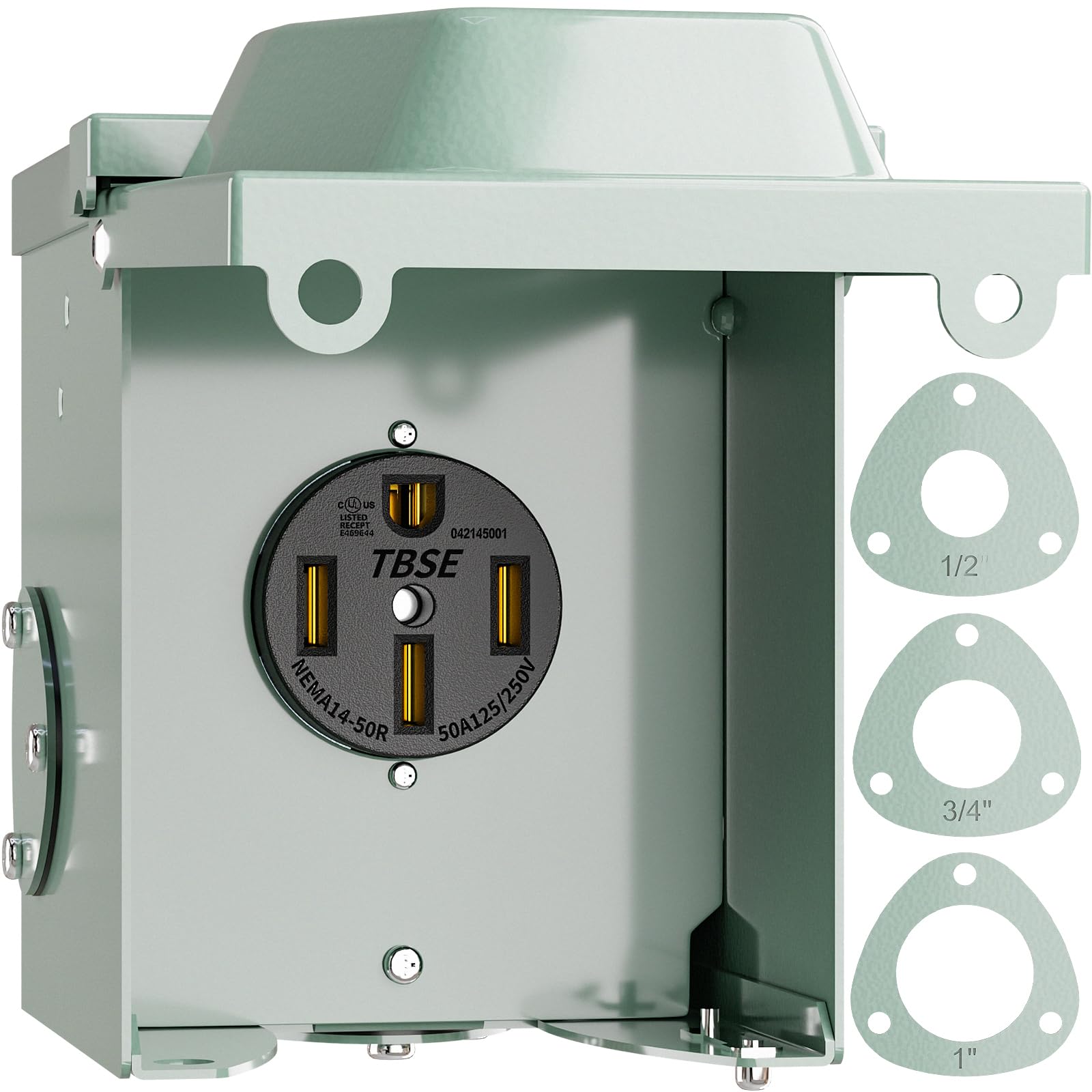 BEBOBLY 50 Amp RV Power Outlet Box, 125/250 Volt NEMA 14-50R Outlet, Lockable En