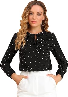 Allegra K Women's Chiffon Top Ruffle Neck Long Sleeve Casual Work Blouse