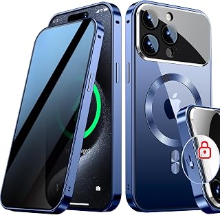 Magnetic Privacy Case for iPhone 15 Pro Max, Full Camera Protection-Blue
