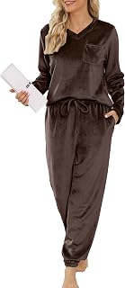 Vlazom Women's Flannel Pyjamas Two-Piece Long Sleeve Winter Pyjamas