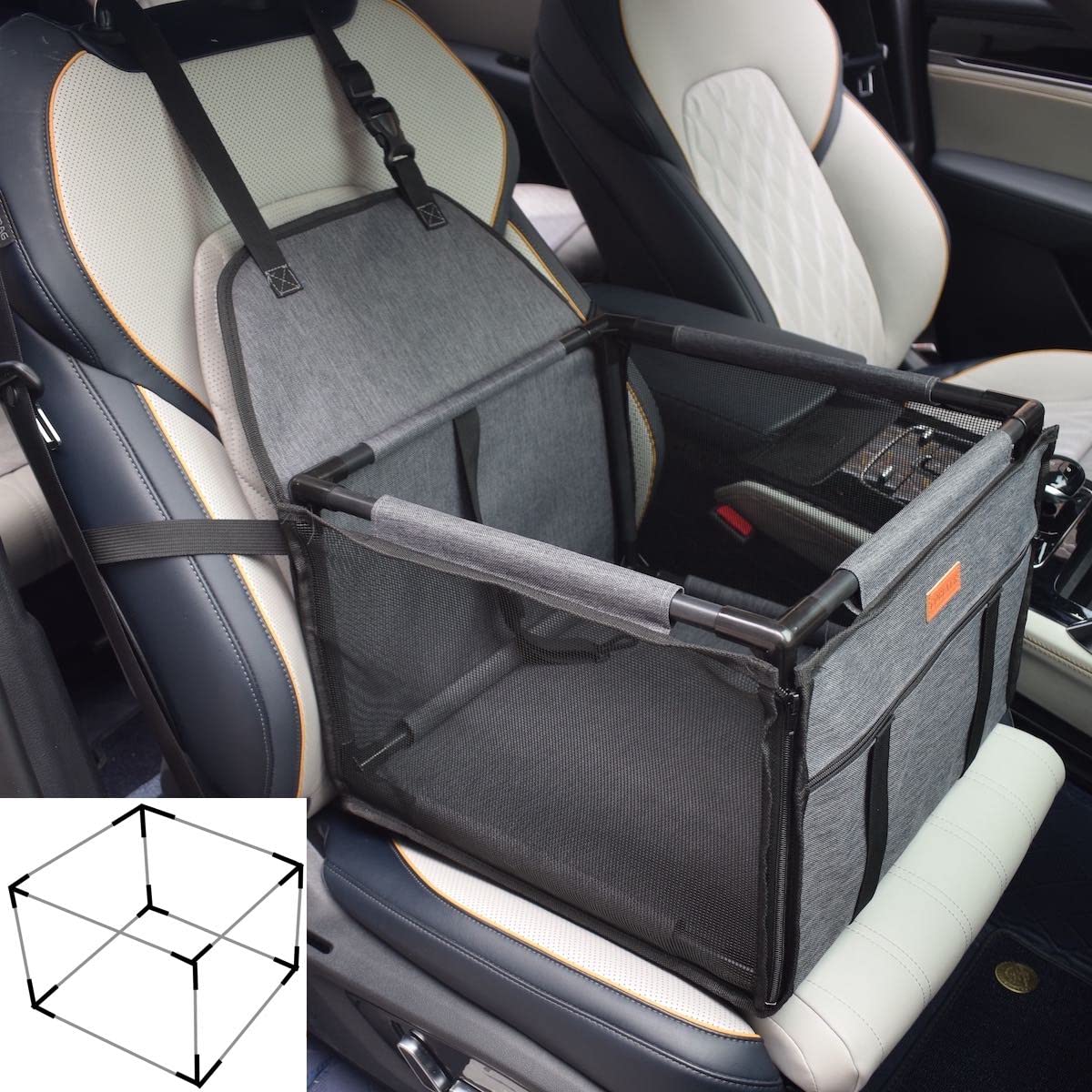 GoBuyer Waterproof Pet Dog Car Seat Booster Carrier Box and Basket with Seat Bel