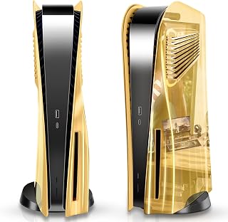 SIKEMAY PS5 Cover Plates for PlayStation 5 Console Disc Edition, PS5 Accessories Face Plates Side Shell with Cooling Fan Vents, Hard Shockproof Protective Custom Dust Skin Covers Case (Plating Gold)