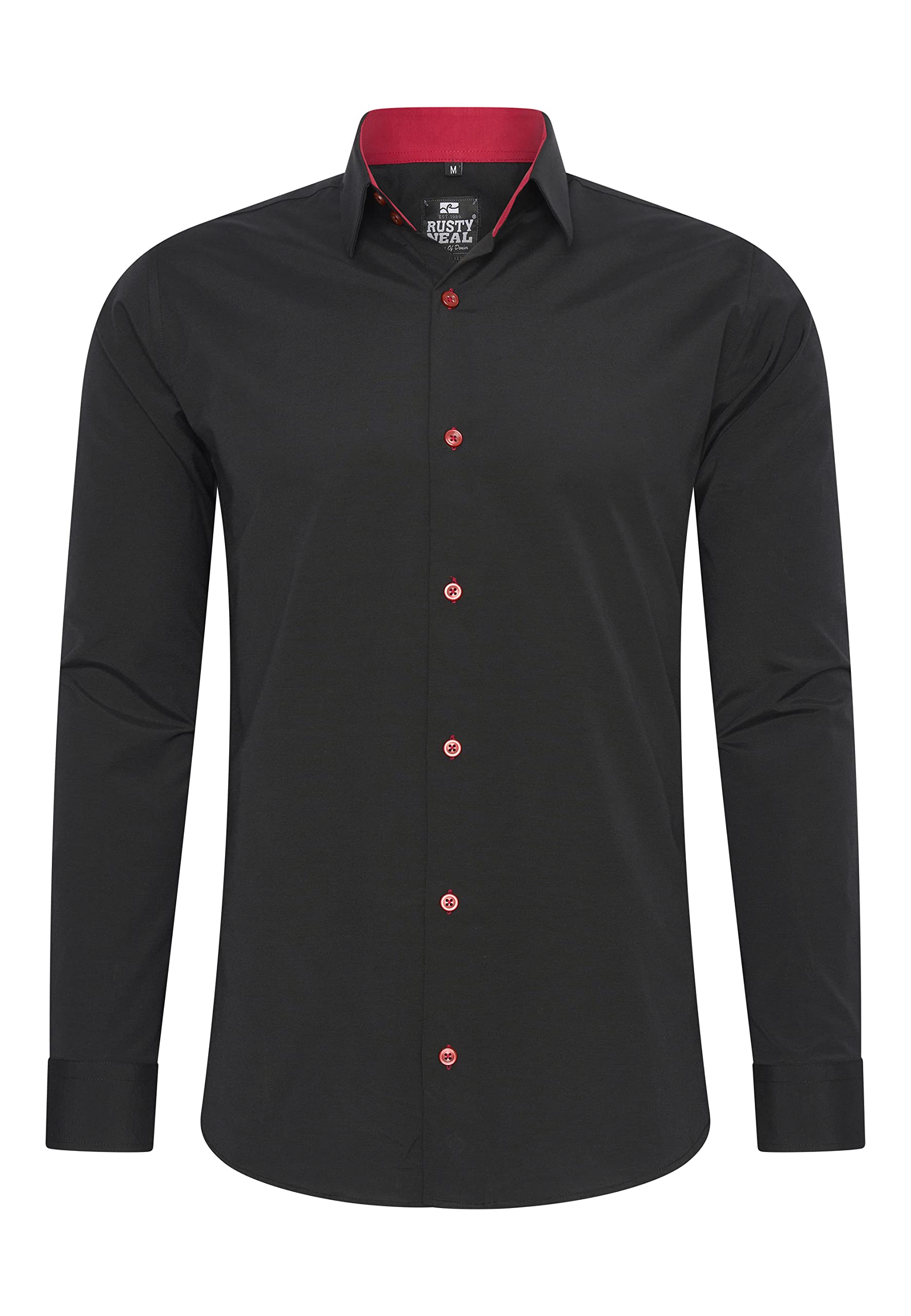 Rusty Neal Men's High Quality Slim Fit Long Sleeve Stretch Contrast Shirt Leisur