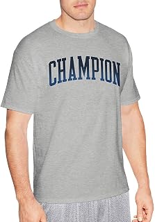 Champion Classic Jersey Script Men's Blackout T-Shirt, Grey (Light Steel Tall Arch), XXL