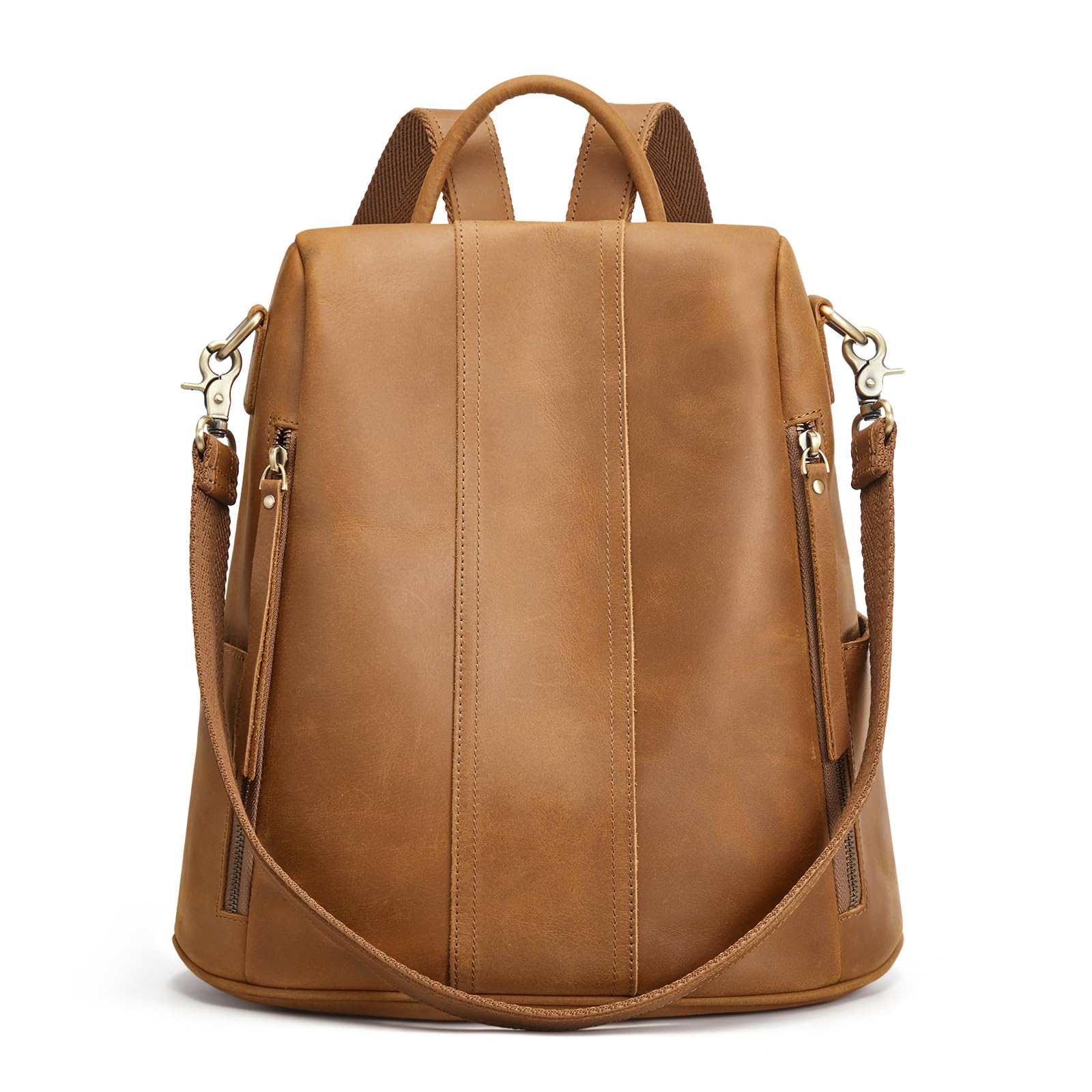 S-ZONE Leather Backpack Purses for Women Antitheft Rucksack Shoulder Bag Medium