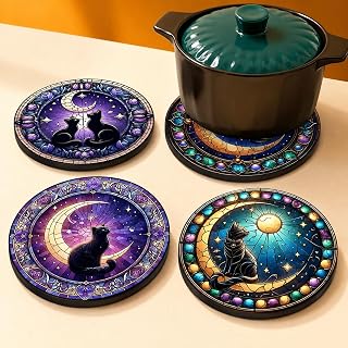4PCS Trivet Mats Set for Hot Dishes, Heat Resistant Pot Holders Kitchen Counter, Table, Home Essentials, Anti Stain Hot Pads Plate Mats for Hot pots and Pans, 5.91 Inches