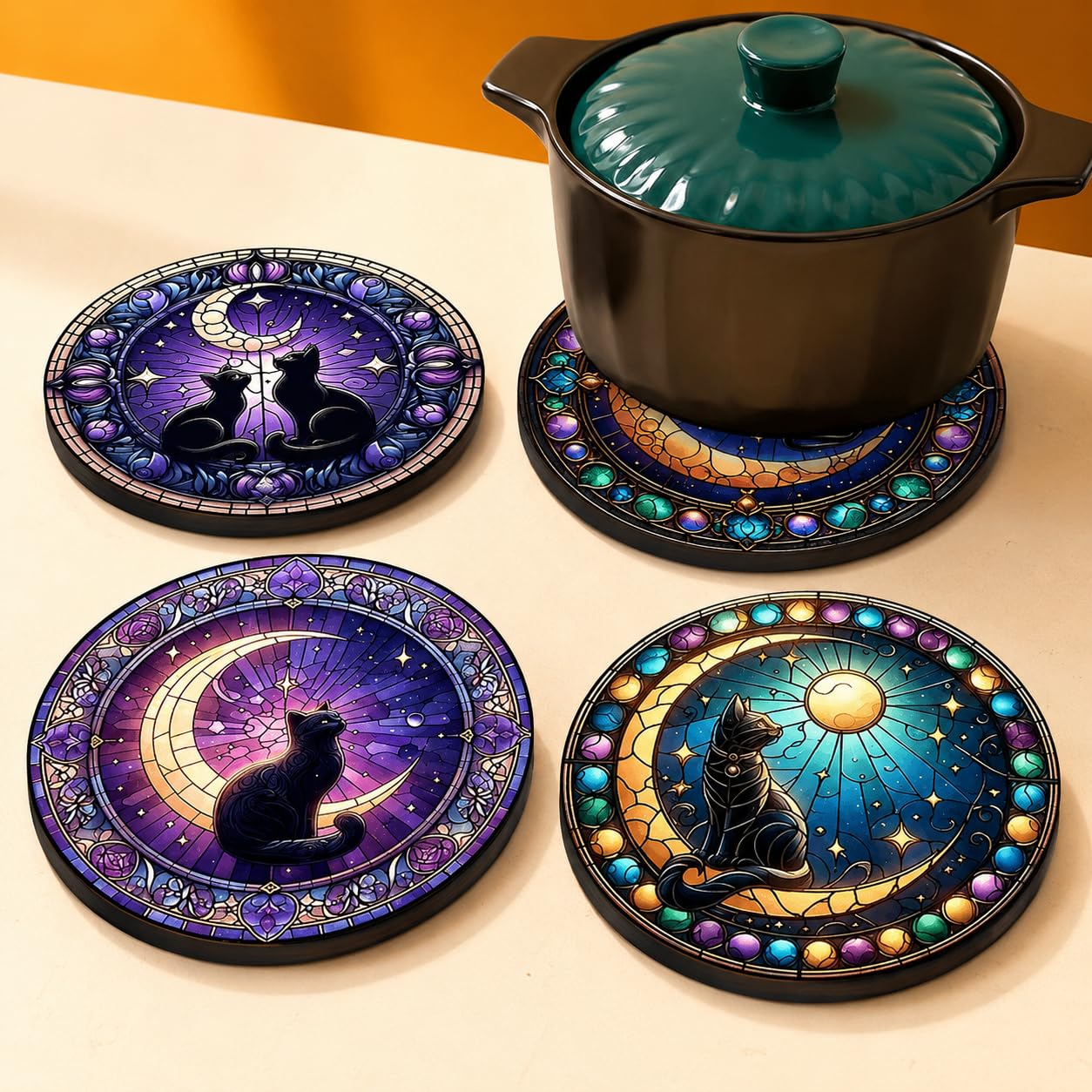4PCS Trivet Mats Set for Hot Dishes, Heat Resistant Pot Holders Kitchen Counter,