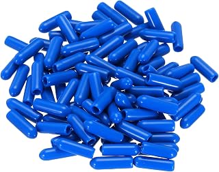 100 x 3.5mm PVC Vinyl Rubber End Caps Cover Thread Protectors Round Tube Covers Blue