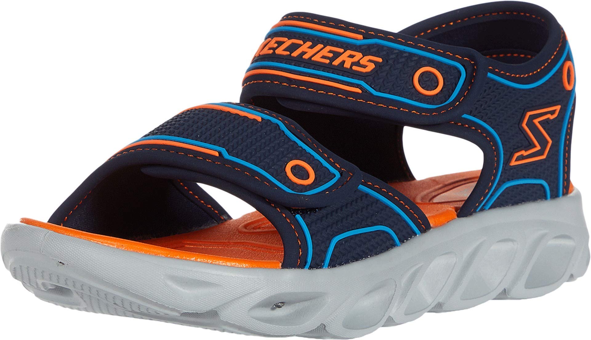 Skechers baby boys Hypno-splash Sandal, Navy/Orange, 13 Little Kid US