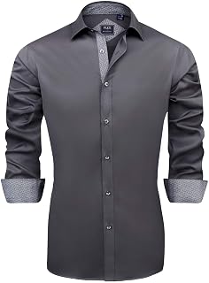 J.VER, Mens Casual Long Sleeve Stretch Shirt Wrinkle Free Regular Fit Button Down Shirt