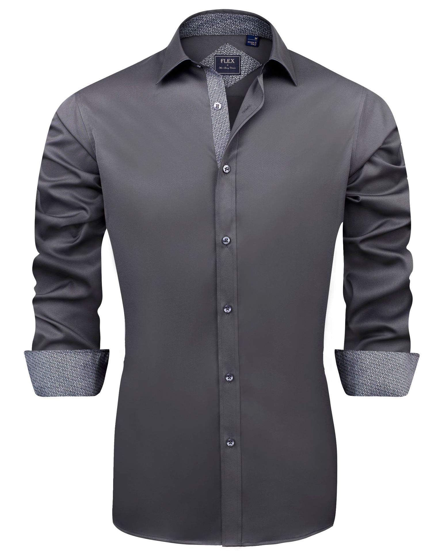 J.VER, Mens Casual Long Sleeve Stretch Shirt Wrinkle Free Regular Fit Button Dow