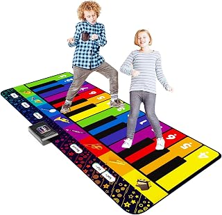 SUNLIN 6ft Floor Piano Mat for Kids Age 3-8, Giant Dance Mat for Toddlers | 24 Keys, 8 Instrument Sounds, 10 Built-in Songs, Record & Playback, Song Booklet, Musical Toy Gift for Boys Girls Age 3 4 5 6
