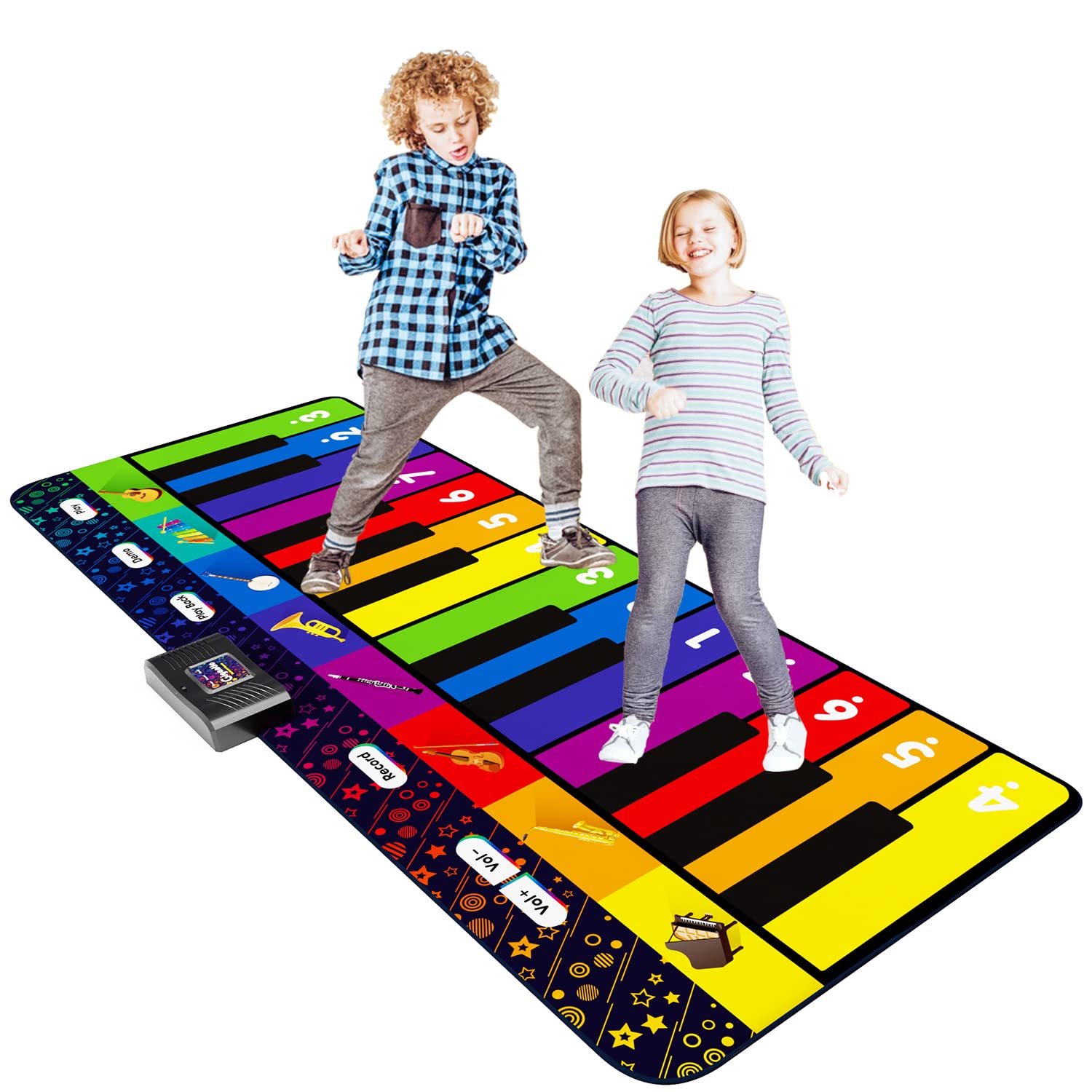 SUNLIN 6ft Floor Piano Mat for Kids Age 3-8, Giant Dance Mat for Toddlers | 24 K