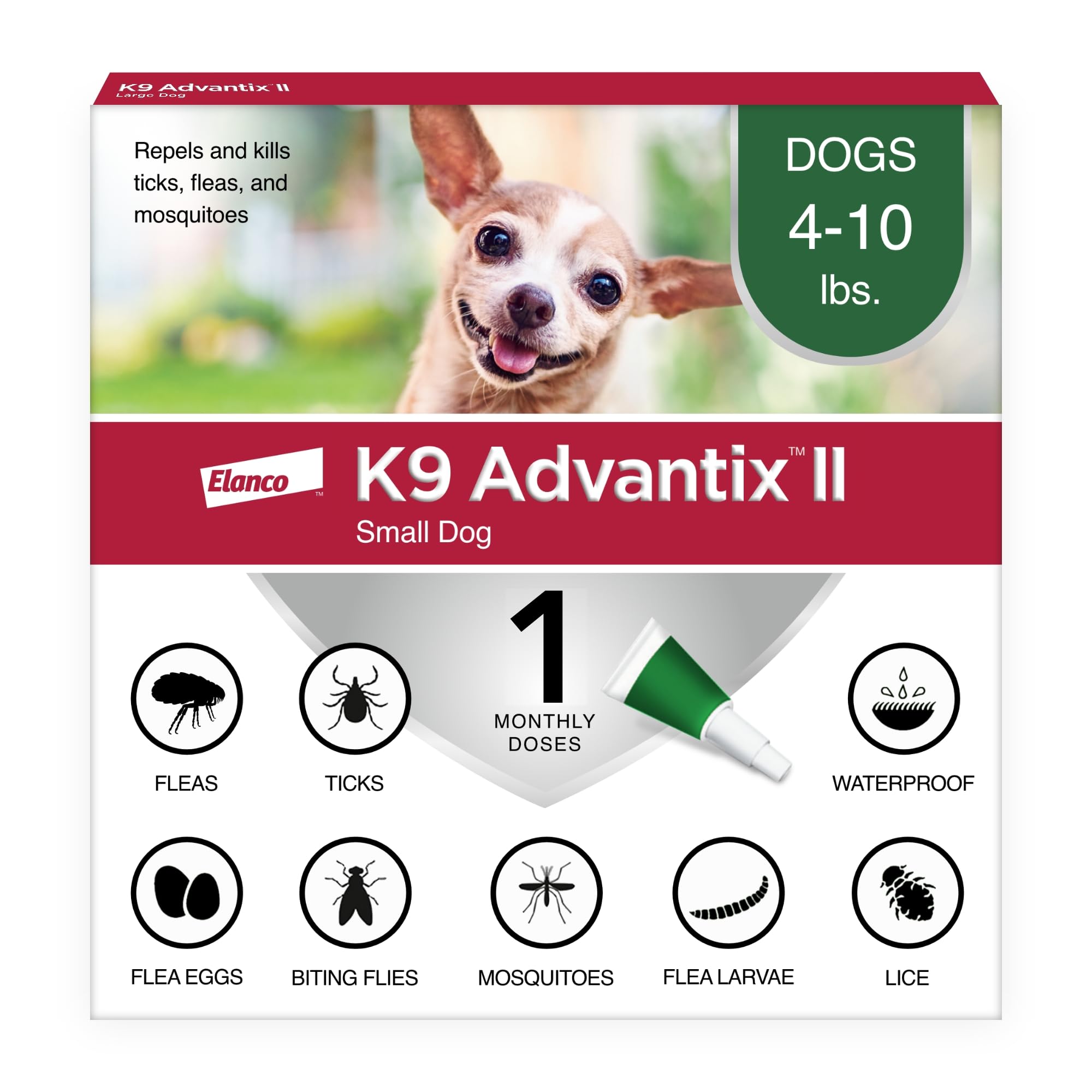 K9 Advantix II Flea & Tick Topical for Small Dogs 4–10 lbs., 1ct