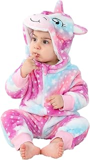 LOLANTA Unisex Rainbow Unicorn Dinosaur Dragon Baby Costume Plush One Piece Hooded Toddler