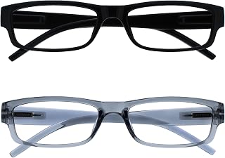 OPULIZE Black and Grey Lightweight Comfortable Readers Value Pack 2 Men Women RR32-17 +3.00