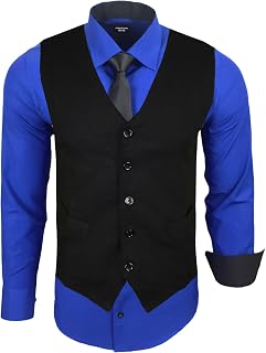Subliminal Mode RN33 Men's Long Sleeve Shirt + Vest + Tie | Classic Fit | Comfortable and Easy to Wash | Ideal for Office and Casual Outings
