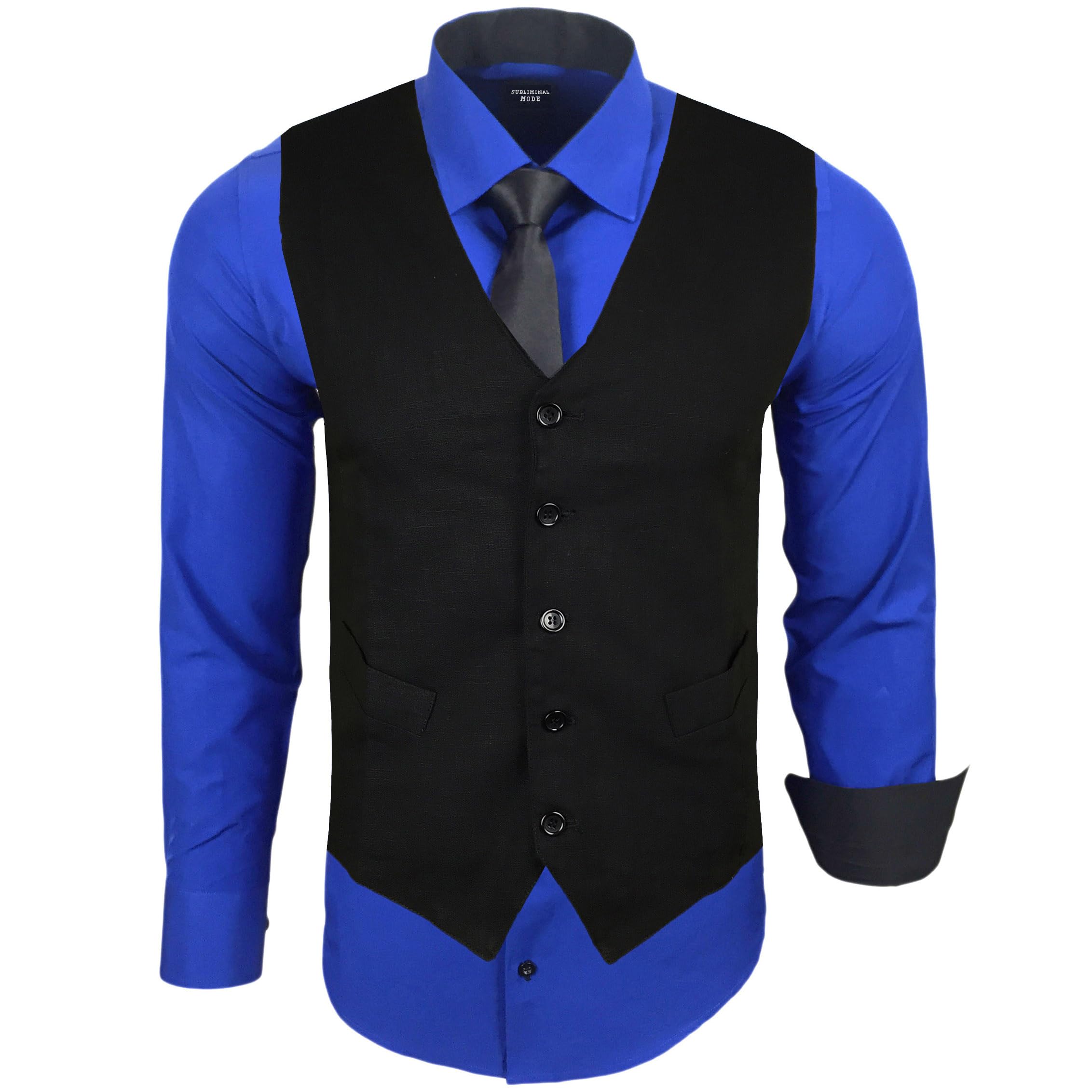 Subliminal Mode RN33 Men's Long Sleeve Shirt + Vest + Tie | Classic Fit | Comfor