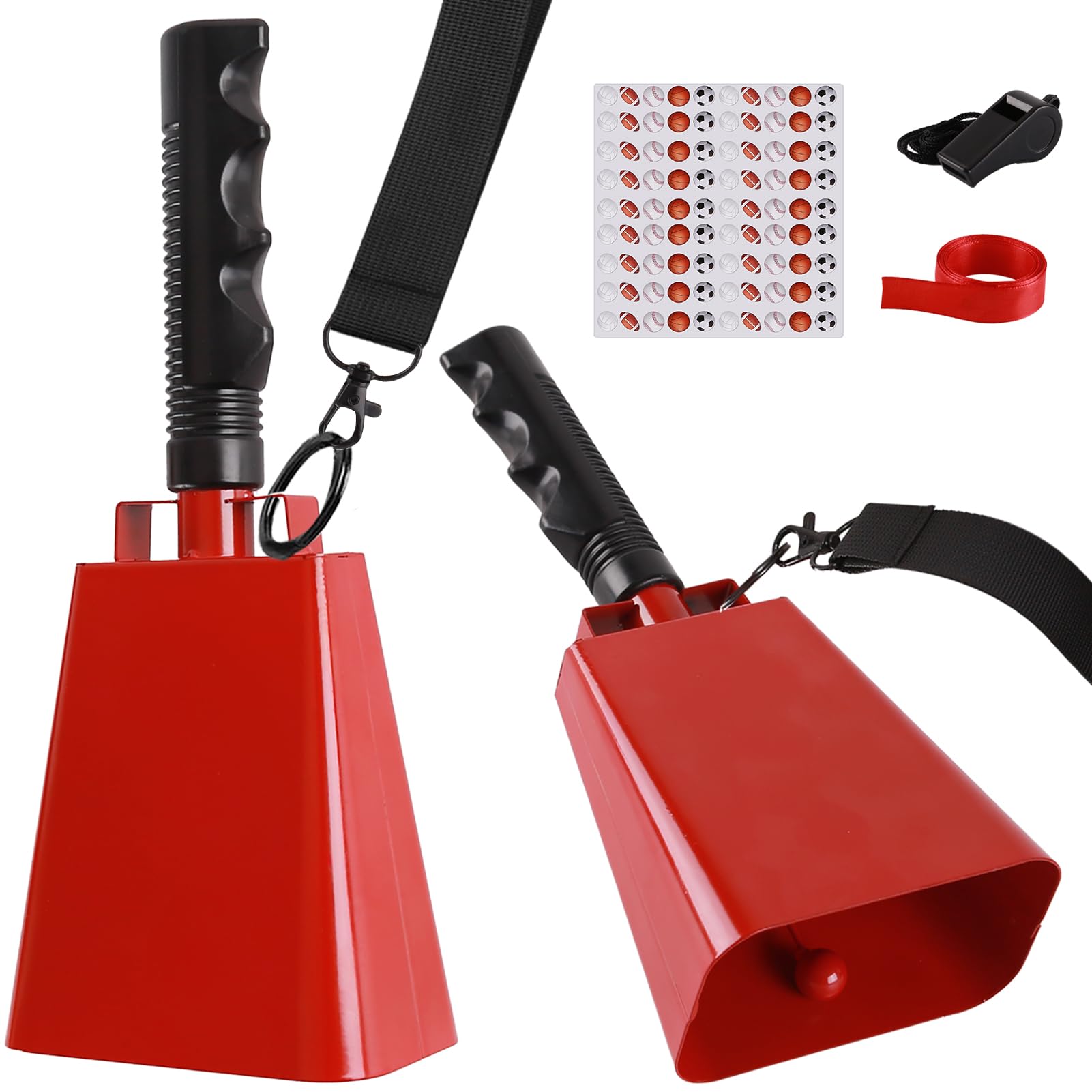 cyrico Cow Bells for Sporting Events, 2 Pack 10 Inch Cowbell with Handle, Metal 