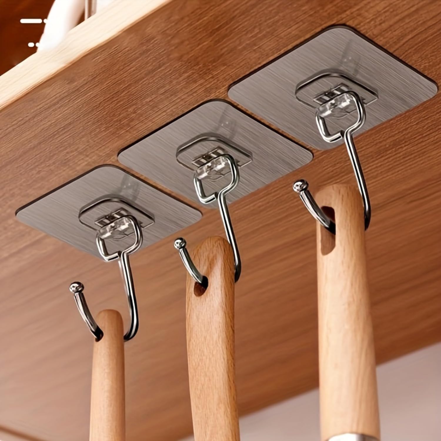 10 Pieces Heavy Duty Adhesive Wall Hooks, Clear Adhesive Hooks No Drill, Reusabl