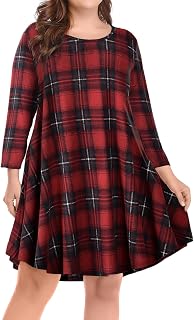BELAROI Womens Plus Size Fall Dresses A-Line Swing 3/4 Sleeve