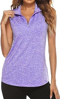 Tanst Sky Women's Zip Up Tank Top Quick Dry Workout Tops Sleeveless Golf Running Yoga Shirt