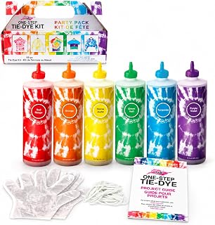 Tulip One-Step Tie-Dye Kit Extra Large Block Party 16 oz Easy Squeeze Bottles, All-in-1 Kit for Group Activity Tie-Dye, 6, Vibrant Colors
