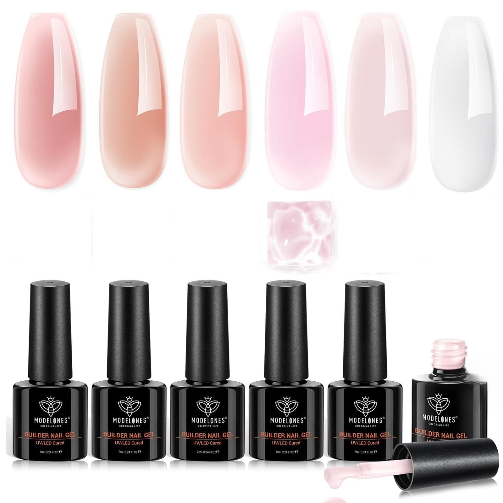modelones Builder Nail Gel, Builder for Nails Jelly Nude Pink 6 Colors | Fall Ha