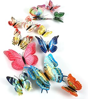 Generic 12Pcs 3D Butterfly Wall Stickers Glow in The Dark Multicolor PVC Wall Decals Modern Contemporary Style Perfect for Bedroom, Living Room, Bathroom