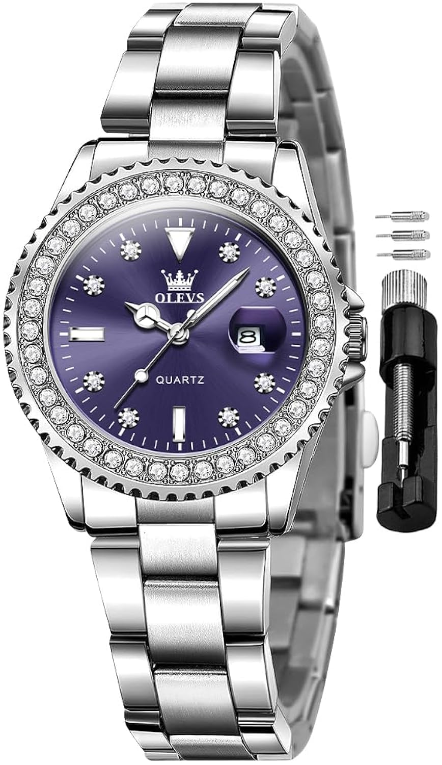OLEVS Men's Minimalist Analogue Quartz Watch Stainless Steel Waterproof Luminous