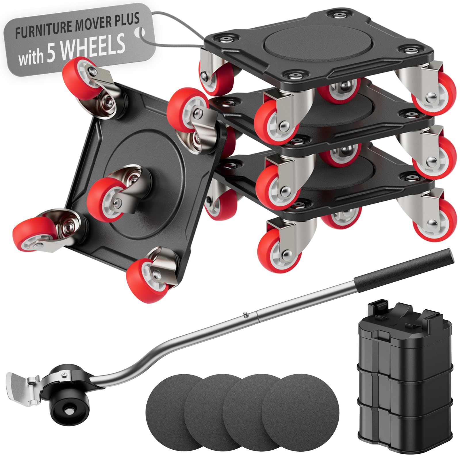 ONEON Heavy Duty Furniture Movers with Wheels & Lifter (5 Sgl Wheels) | All-New 