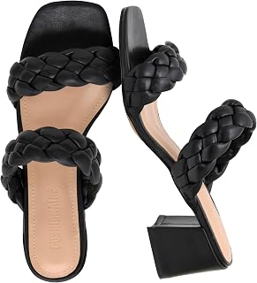 CUSHIONAIRE Ladies Onyx Braided Heel Sandal + Memory Foam Wide Widths Available