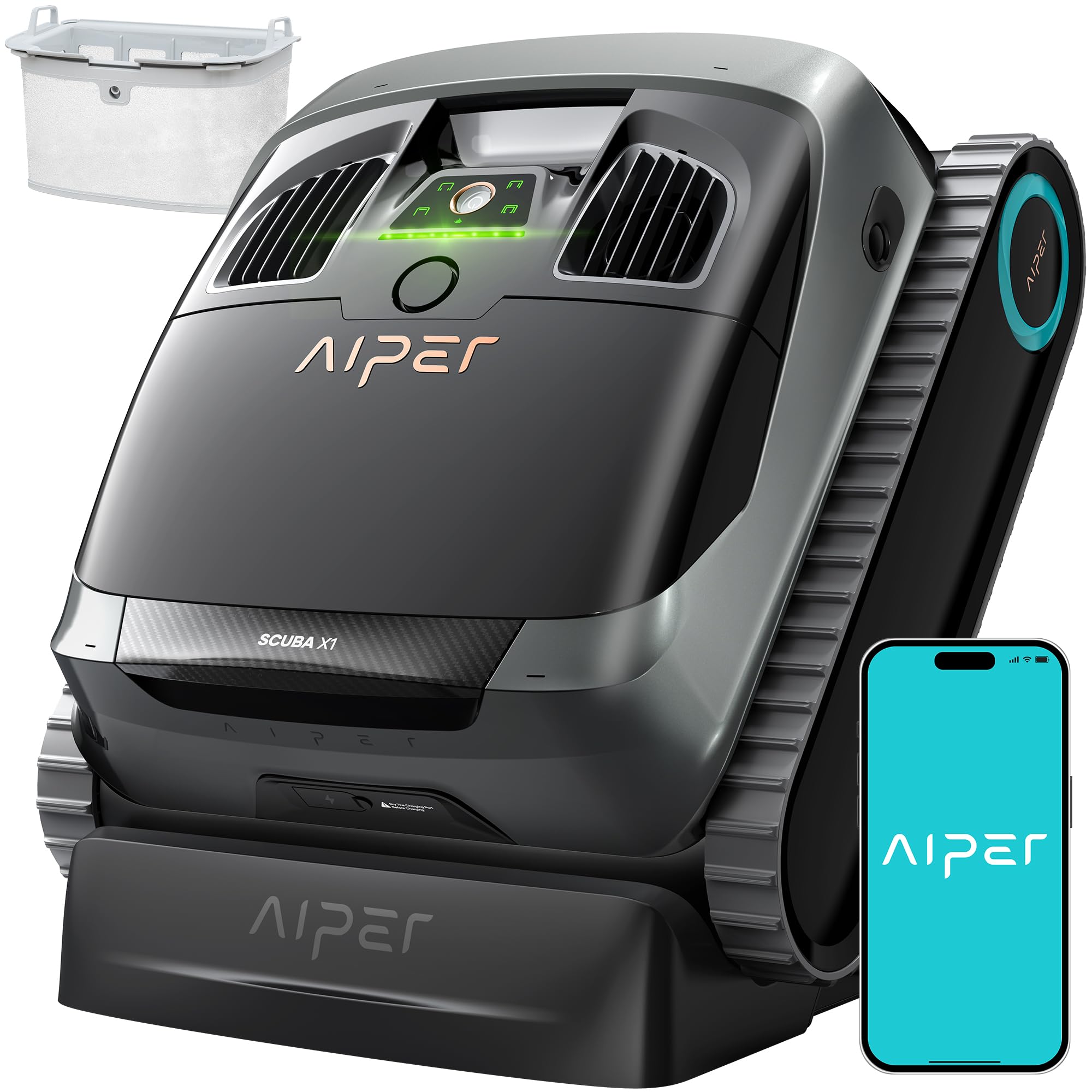 AIPER Scuba X1 Cordless Pool Robot with Powerful Suction, Double Filtration and 