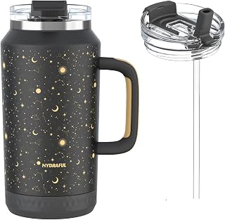 Hydraful 64 oz Tumbler with Handle and Straw - 100% Leak-Proof - Insulated Cup Reusable Stainless Steel Large Water Bottle Travel Mug for Gym, Hiking, and Camping - Gifts for Women Men Him Her