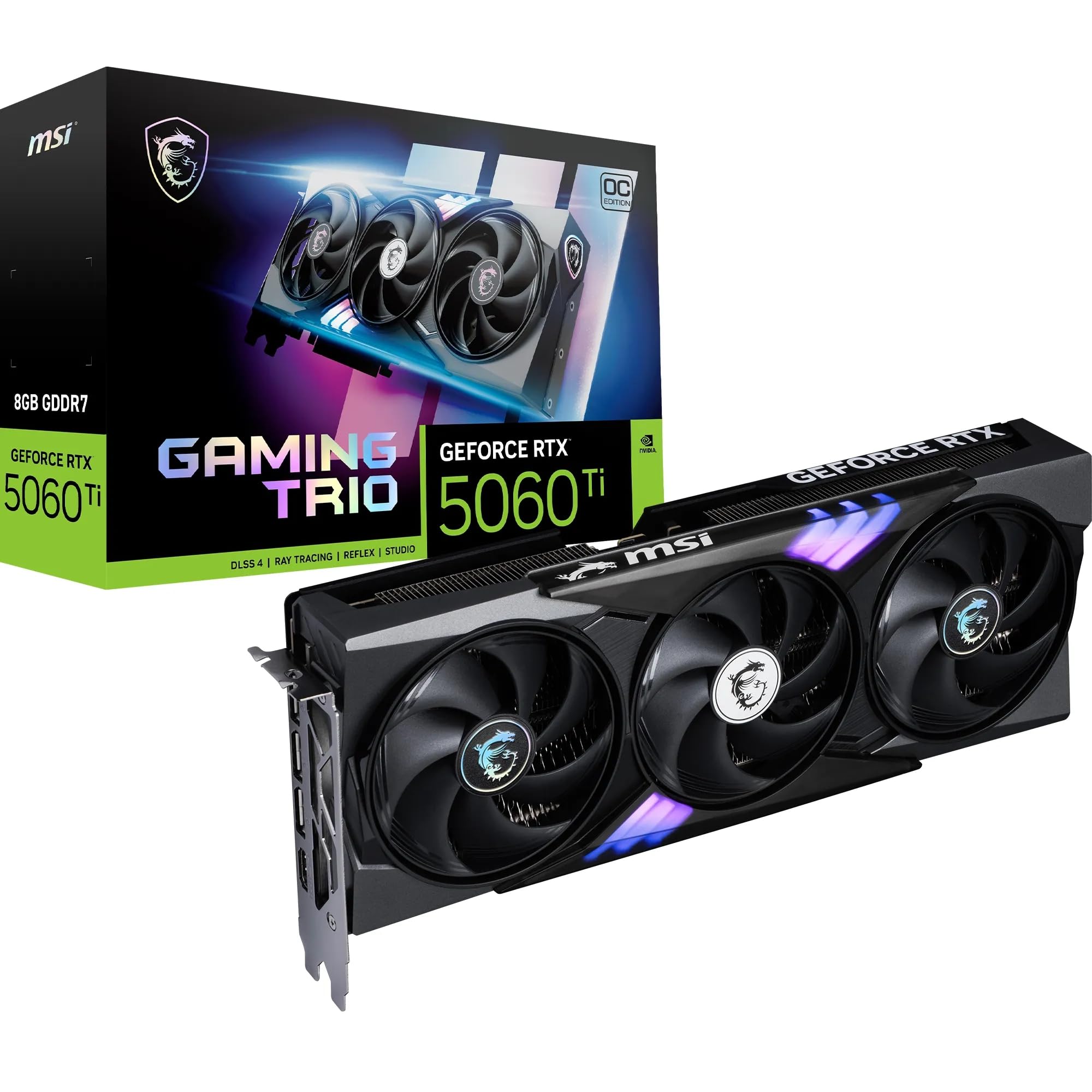 MSI GeForce RTX 5060 Ti 8G GAMING TRIO OC Graphics Card - RTX 5060 Ti GPU, 8GB G