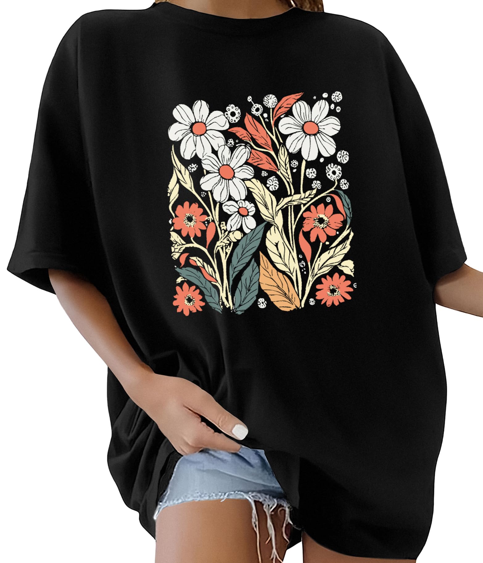 Xnova Women's T-Shirts Short Sleeve T Shirt Cotton Crew Neck Oversized Casual Te