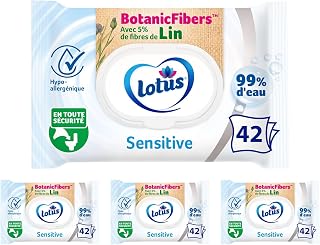 Lotus Sensitive Wet Toilet Paper - No Dye or Fragrance - 100% Natural FSC Fibres - 42 Sheets (Pack of 4)
