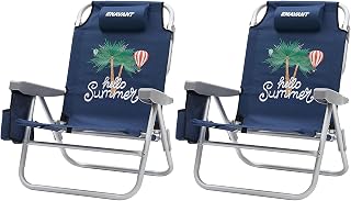 ENAVANT Extra Large Adjustable Backpack Beach Chair, Blue, 2 Chairs