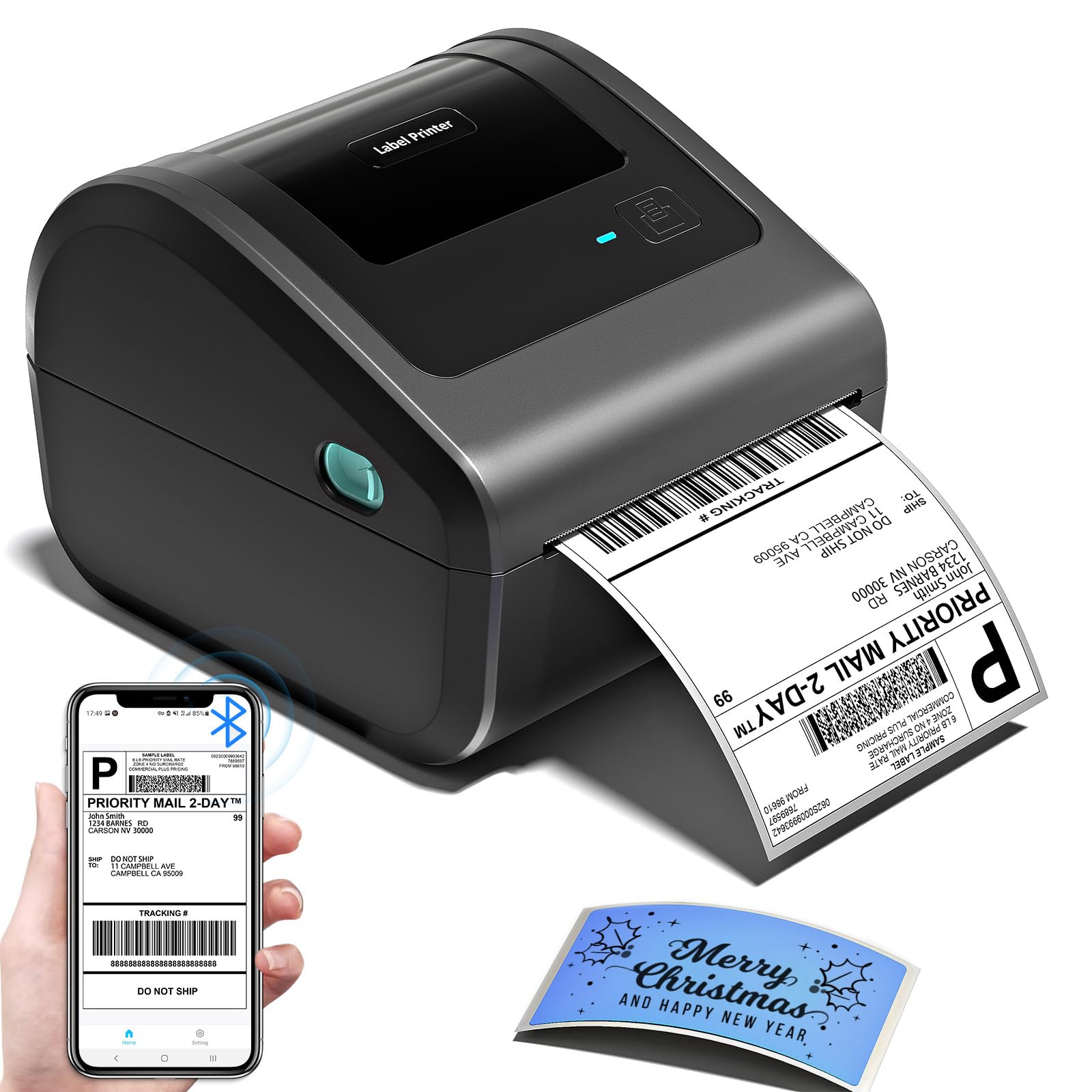 Omezizy Bluetooth Shipping Label Printer with Built-in Label Bin | D450BT 4x6 Th