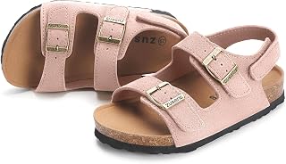 ZUSERIS Kids Toddler Boys Girls Cork Footbed Comfortable Double Buckle Slip On Shoes with Adjustable Back Strap