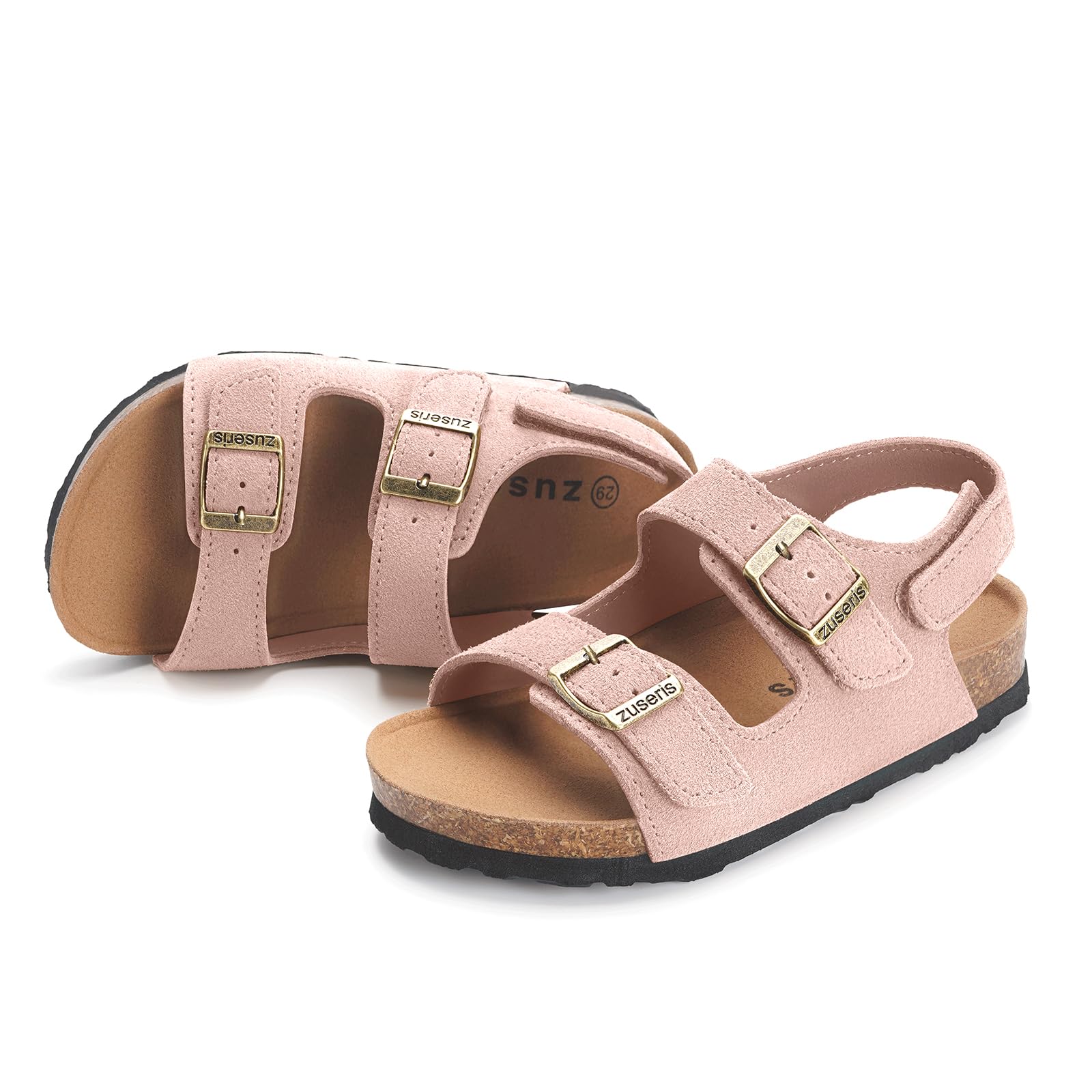 ZUSERIS Kids Toddler Boys Girls Cork Footbed Comfortable Double Buckle Slip On S