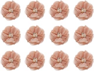 12 Pieces 5cm Light Pink Artificial Chiffon Flower Heads for DIY Wedding Party Decoration (Light Pink)
