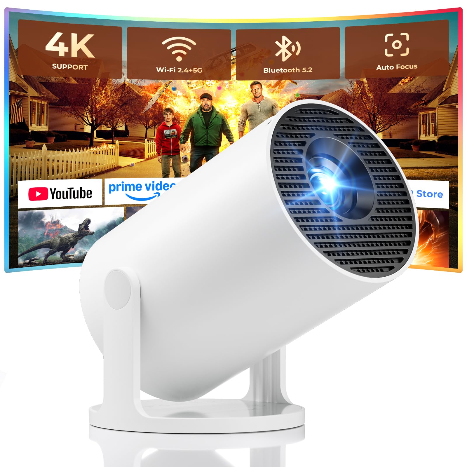Mini Projector, Portable Projector with Wifi and Bluetooth, Built in Apps | Supp