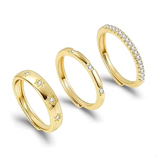 Stacking Rings Set for Women Finger Adjustable Silver Gold Plated Ring