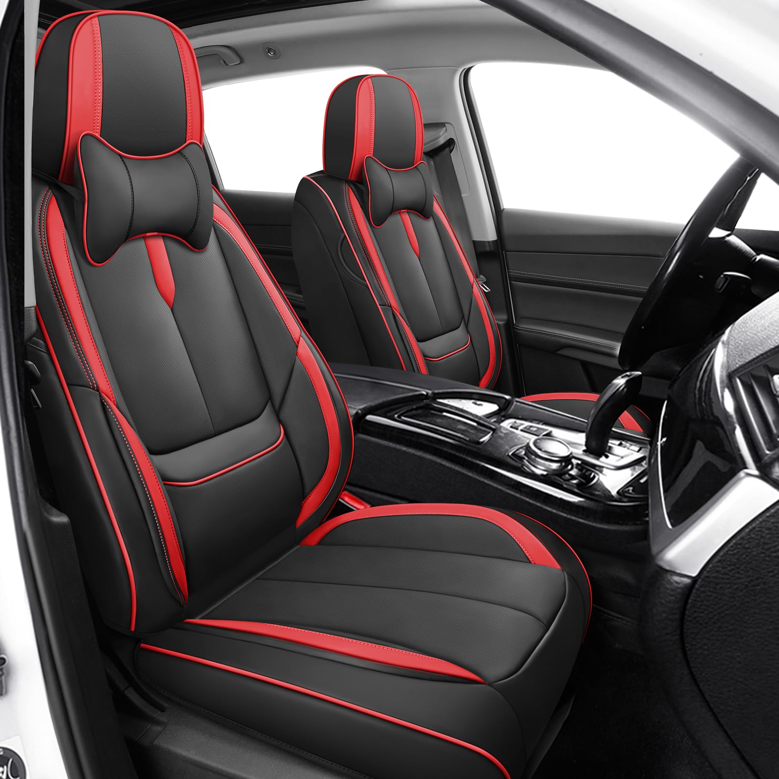 Seat Covers for Dodge Challenger 2008-2023 (Black&Red,Luxury Front Set)