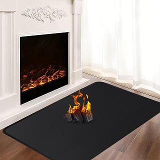 Khongoo Hearth Rugs for Fireplaces Home Protection, 100 x 60 cm, 1mm, Black | 1832°F Fire proof mat for log burner, fiberglass fire retardant mat shields floors & carpets from embers, easy to clean