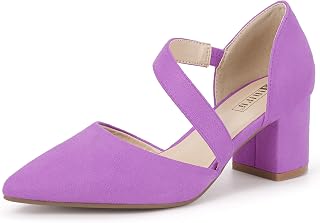 IDIFU IN2 Women's Pumps Closed Pointed Toe Low Block Chunky Comfort Heels