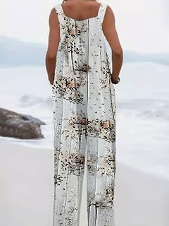 Plus Size Women's Fashionable Floral Print Loose Elegant Jumpsuit Jumpsuit Ladies Casual Suspender Wide Leg Jumpsuit